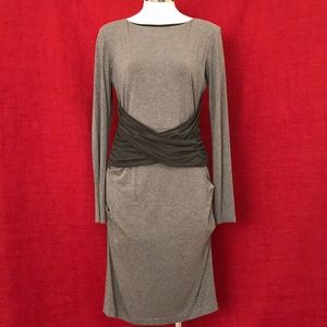Nicole Miller stretch Midi Dress Gray Large BD3182